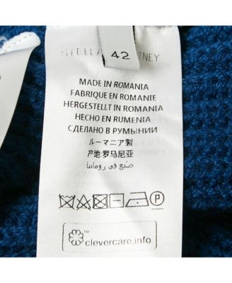 Women's Blue Rib Knit Asymmetrical Button Oversized Sweater