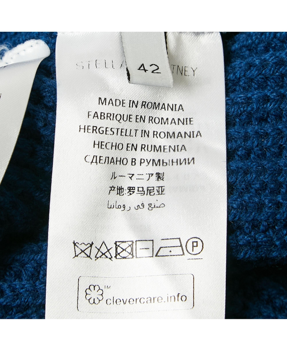 Pre-Owned Stella Mccartney Women's Blue Rib Knit Asymmetrical Button Oversized Sweater