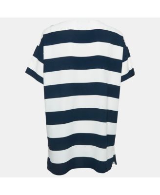 Women's Blue/white Striped Crepe Oversized Top