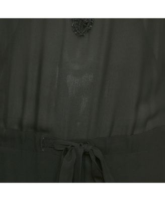 Women's Black Lace Trim Silk Jumpsuit