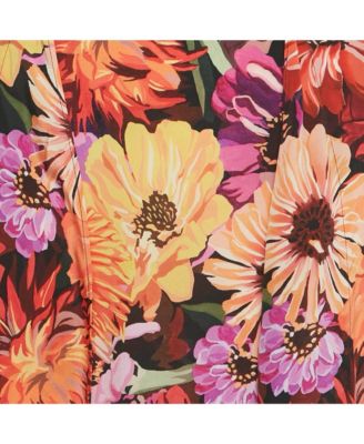 Women's Multicolor Floral Print Silk Wrap Style Skirt