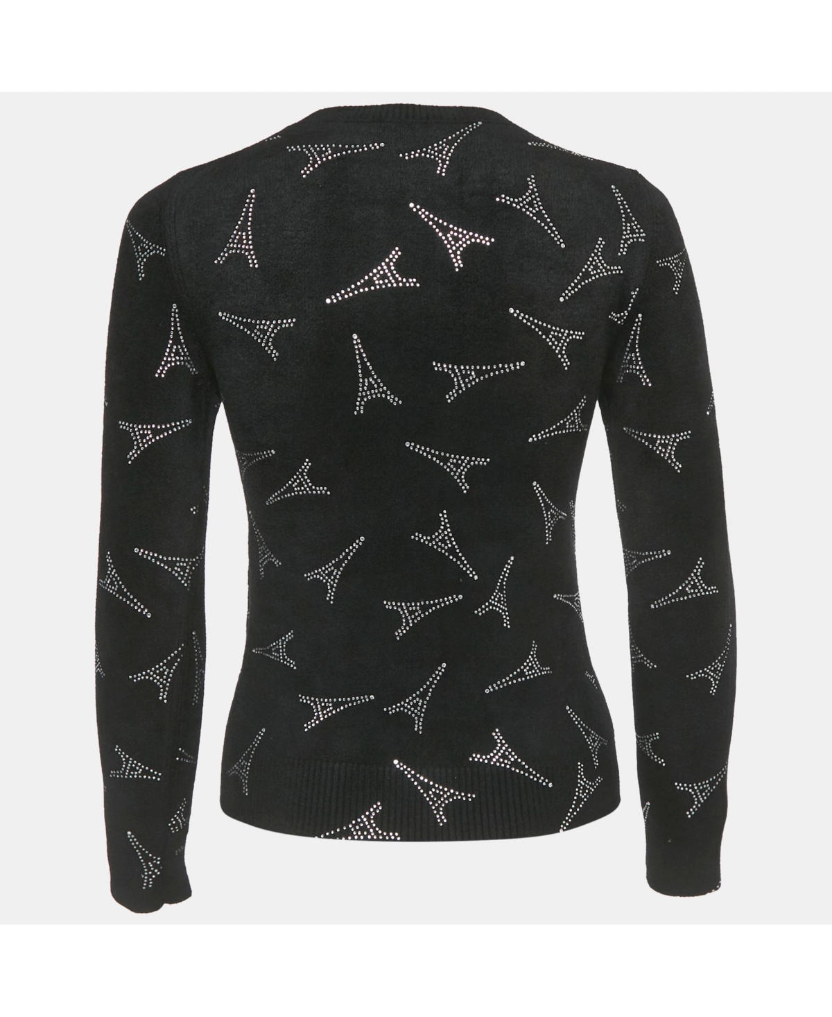 Pre-Owned Balenciaga Women's Black Eiffel Tower Crystal Fleece Pullover