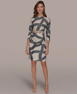 Donna Karan New York - Women's Abstract Print Belted Sheath Dress