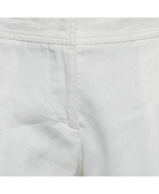 Women's White Linen Blend Tapered Trousers