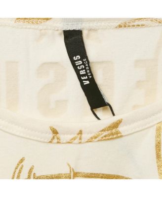 Women's Pre-Owned Versus Versace White Gold Print Cotton Crew Neck T-Shirt