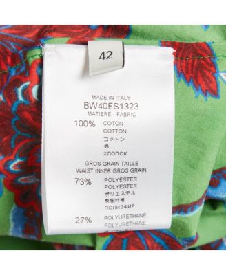 Women's Green Floral Printed Cotton Elastic Midi Skirt