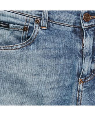 Men's Blue Distressed Denim Classic Jeans