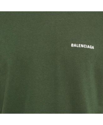 Men's Olive Green Logo Embroidered Cotton T-Shirt