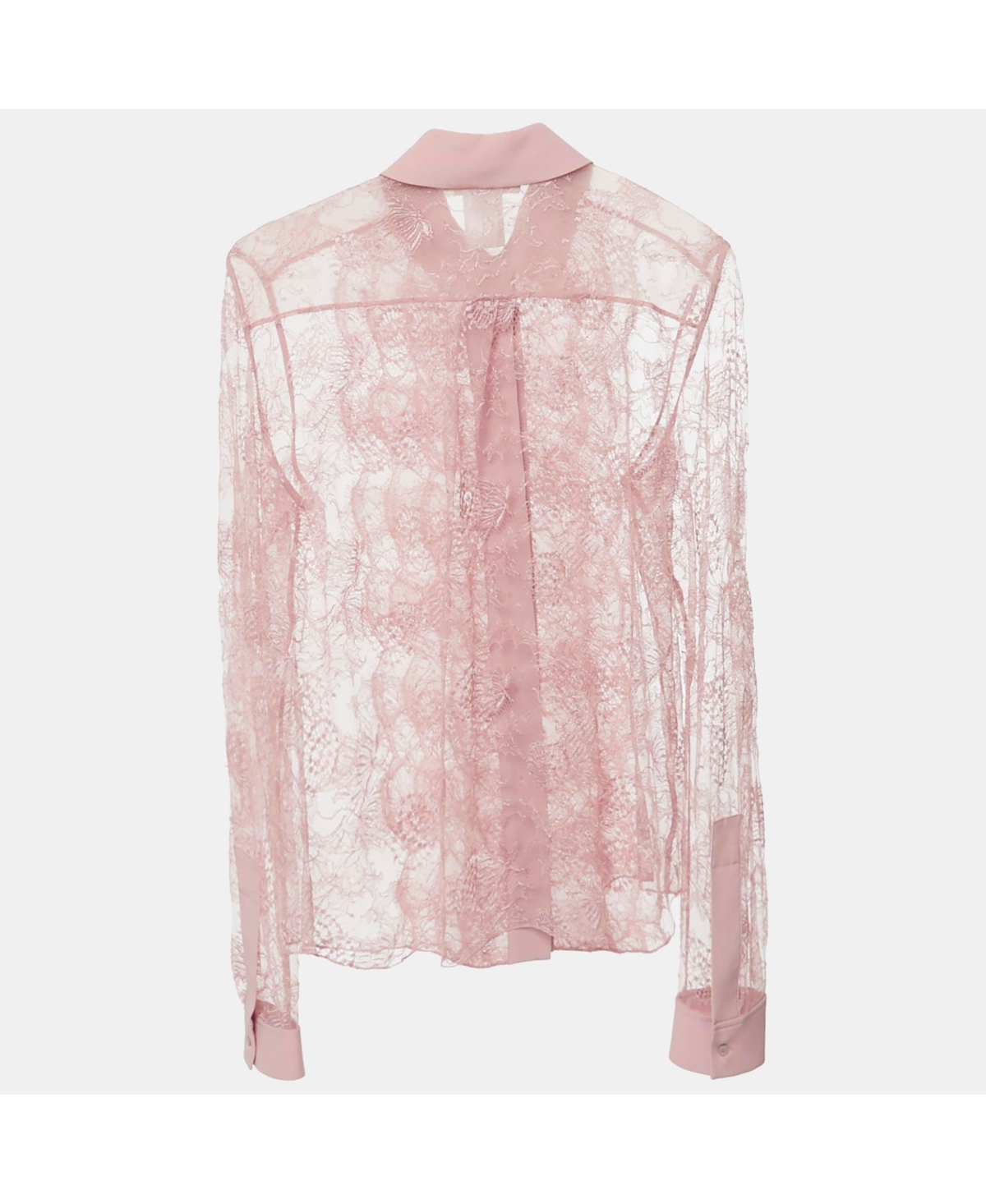 Pre-Owned Chloe Women's Pre-Owned Chloé Powder Pink Lace Ruffled Button Front Shirt