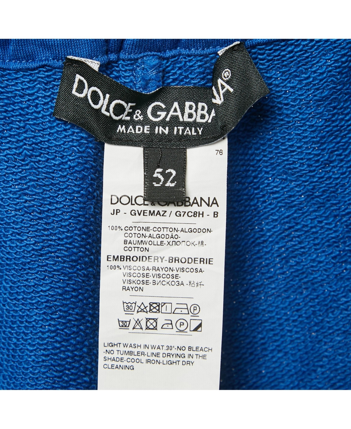 Pre-Owned Dolce & Gabbana Men's Blue Cotton Logo Embroidered Shorts