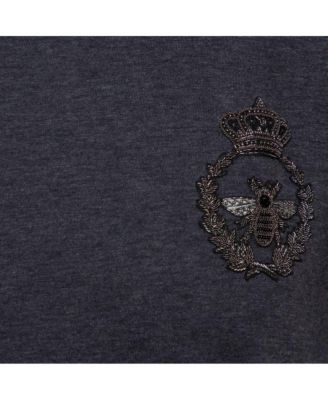 Men's Grey Cotton Crown & Bee Patch T Shirt
