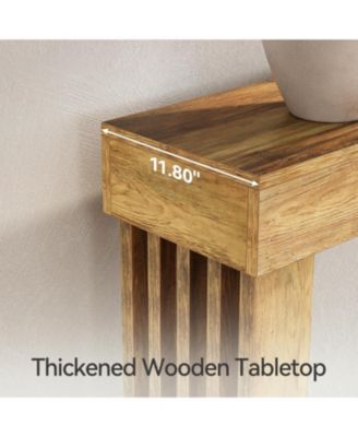 70.9-Inch Extra Long Narrow Console Table, 2-Tier Brown Wooden Sofa Table with U-Shaped Pedestal