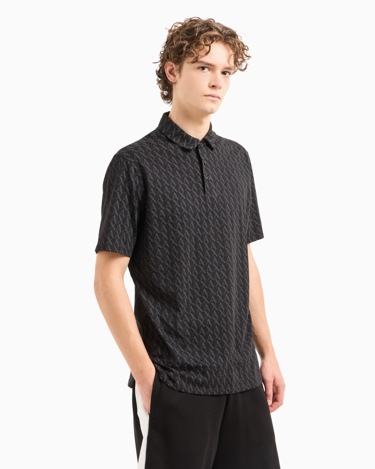 A|X Armani Exchange Men's Short Sleeve Logo Print Polo Shirt