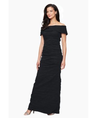 Women's Crinkle Detail Off-The-Shoulder Gown