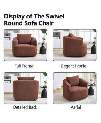 Boyelliving Mid-Century Modern Accent Chair, Armchair Living Room Chair, Comfy Single Sofa Chair, Polyester Fabric Chair for Living Room
