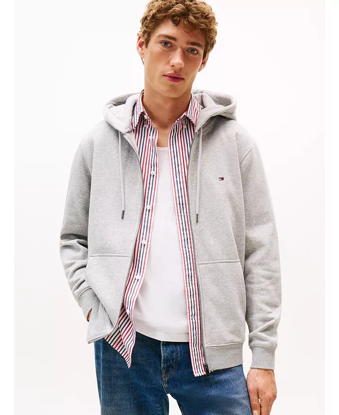 Men's Long Sleeve Zip-Front Flag Logo Hoodie