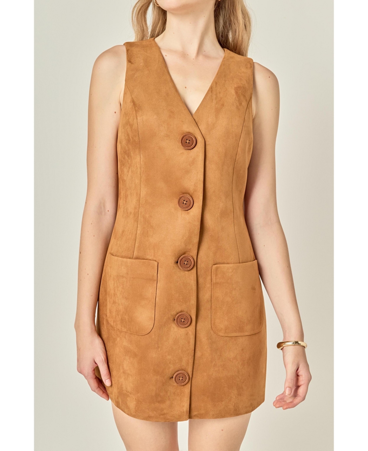 English Factory Women's Suede Vest Dress