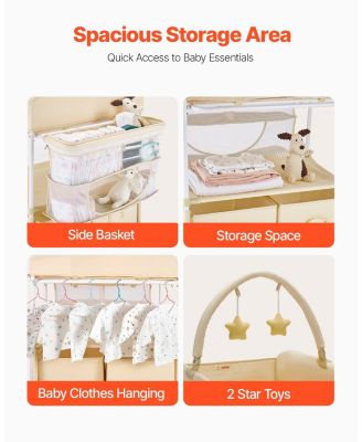 Foldable Baby Diaper Changing Station with Storage Drawers