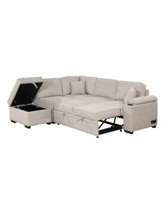 84.75" Sleeper Sofa Bed,2 in 1 Pull Out sofa bed L Shape Couch with Storage Ottoman for Living Room,Bedroom Couch and Small Apartment