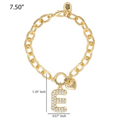 Pave Initial Charm Bracelet - 7.5'' Gold Tone Link