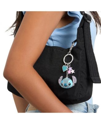 Stitch Pave Crystal Keychain with Heart & Star Charms