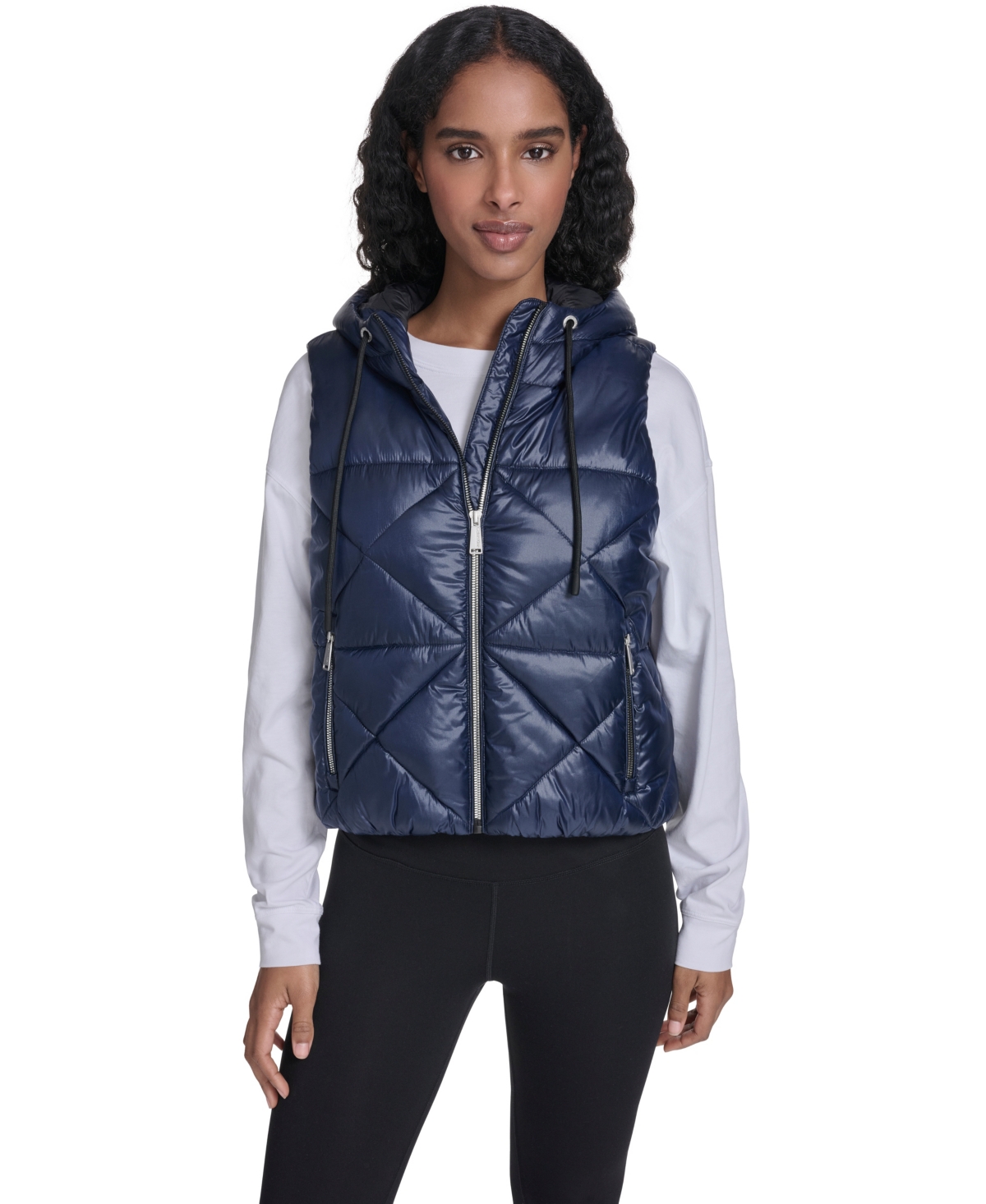 Calvin Klein Women's Performance Diamond Quilt Hooded Puffer Vest