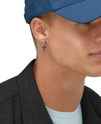 Men's Black Diamond Huggies Drop Earrings (1/3 ct. t.w.) in 14k Yellow Gold-Plated Sterling Silver