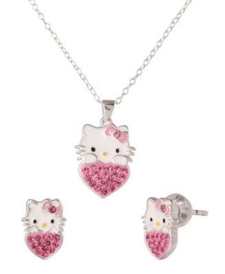 Macy's - Hello Kitty Cubic Zirconia Necklace and Earrings Set in Sterling Silver
