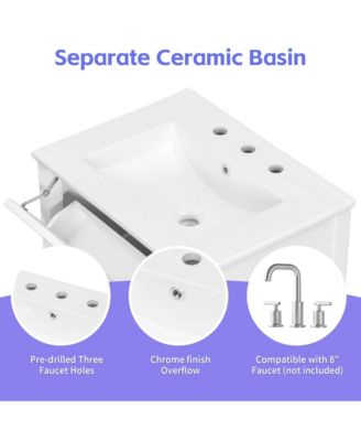 Bathroom Vanity with Sink Flip Drawer Two Drawers Adjustable Shelf