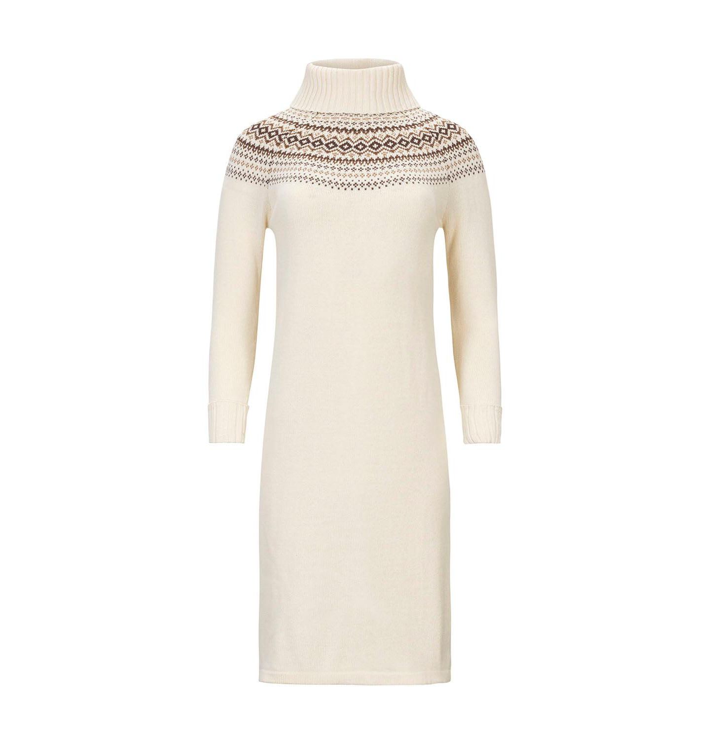 Женское платье Hope & Henry Organic Long Sleeve Turtleneck Intarsia Sweater Dress, цвет: Слоновая кость — фото 3