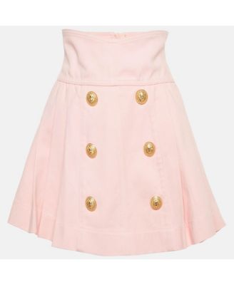 Women's Pink Denim Applique Detail Pleated Mini Skirt
