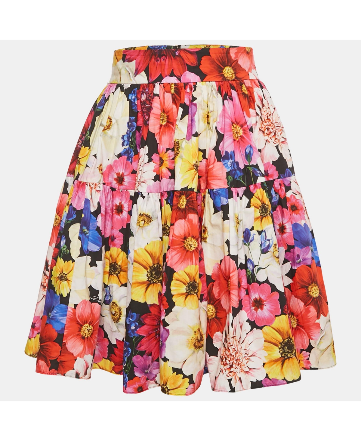 Pre-Owned Dolce & Gabbana Women's Multicolor Garden Print Cotton Mini Skirt