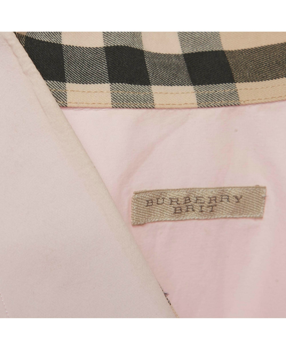 Pre-Owned Burberry Men's Brit Pink Logo Embroidered Cotton Shirt