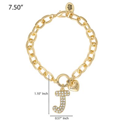 Pave Initial Charm Bracelet - 7.5'' Gold Tone Link