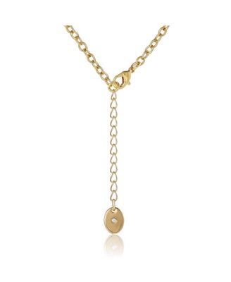 Heart Crown Necklace, Gold-Tone with Pearl Accent