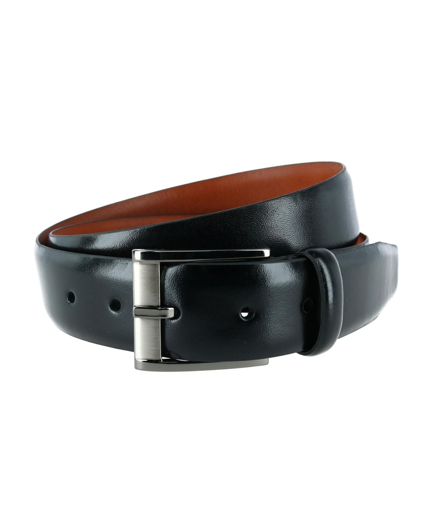 Мужской ремень TRAFALGAR Matteo 35mm Feather Edge Leather Dress Belt with Italian Buckle, цвет: Чёрный — фото 4