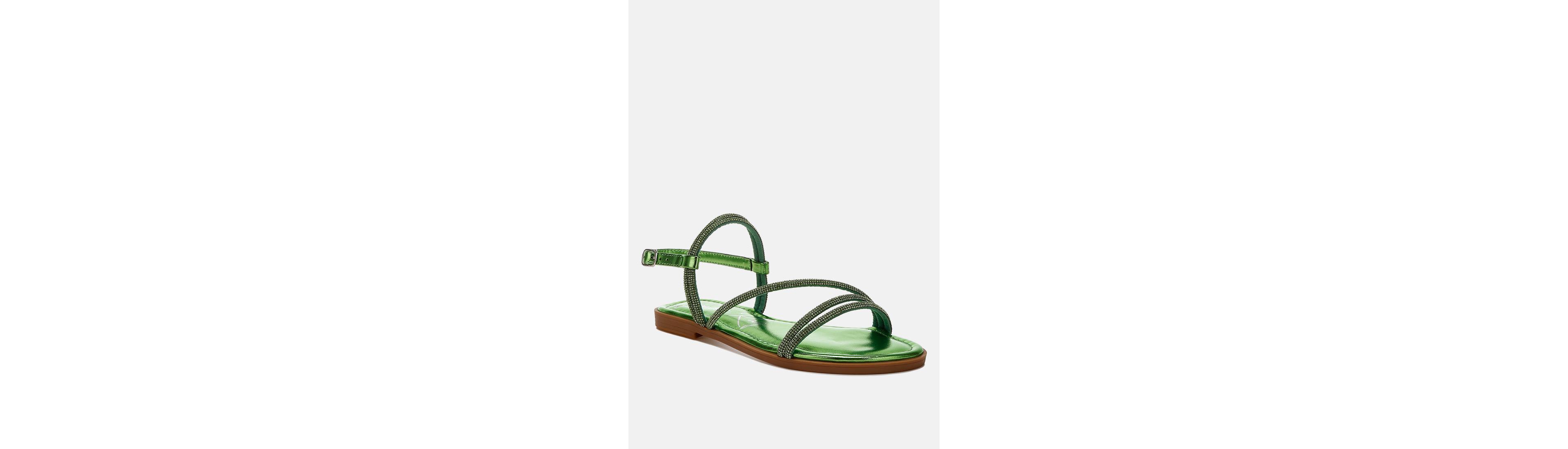 London Rag Womens Bawley Rhinestone Strappy Flat Sandals