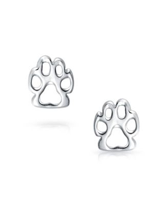 Animal Lover Best Friend Puppy Kitten Multi-Charm Bracelet & Matching Paw Print Stud Earrings Jewelry Set Sterling Silver