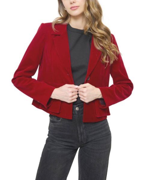Женский пиджак Central Park West Ember Velvet Boxy Blazer, цвет: Бордовый