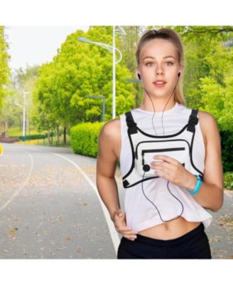 Lightweight Running Chest Pack: Outdoor Sports Vest Bag with Phone Holder for Cycling, Hiking, Workout, Skiing - Men & Women (Crystal White)