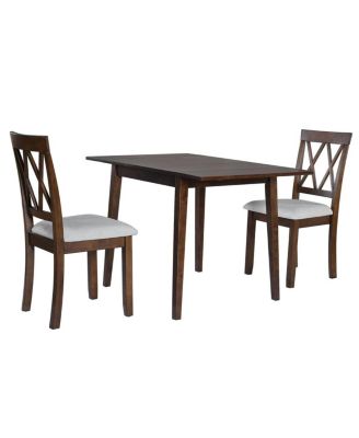 3-Piece Folding Dining Table Set with Drop Leaf and 2 Padded Chairs, Compact Breakfast Nook Table Set for Small Spaces