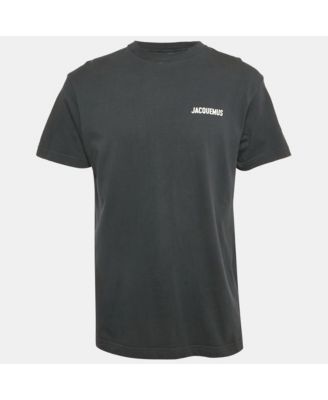 Men's Navy Blue Logo Print Cotton Crew Neck T-Shirt