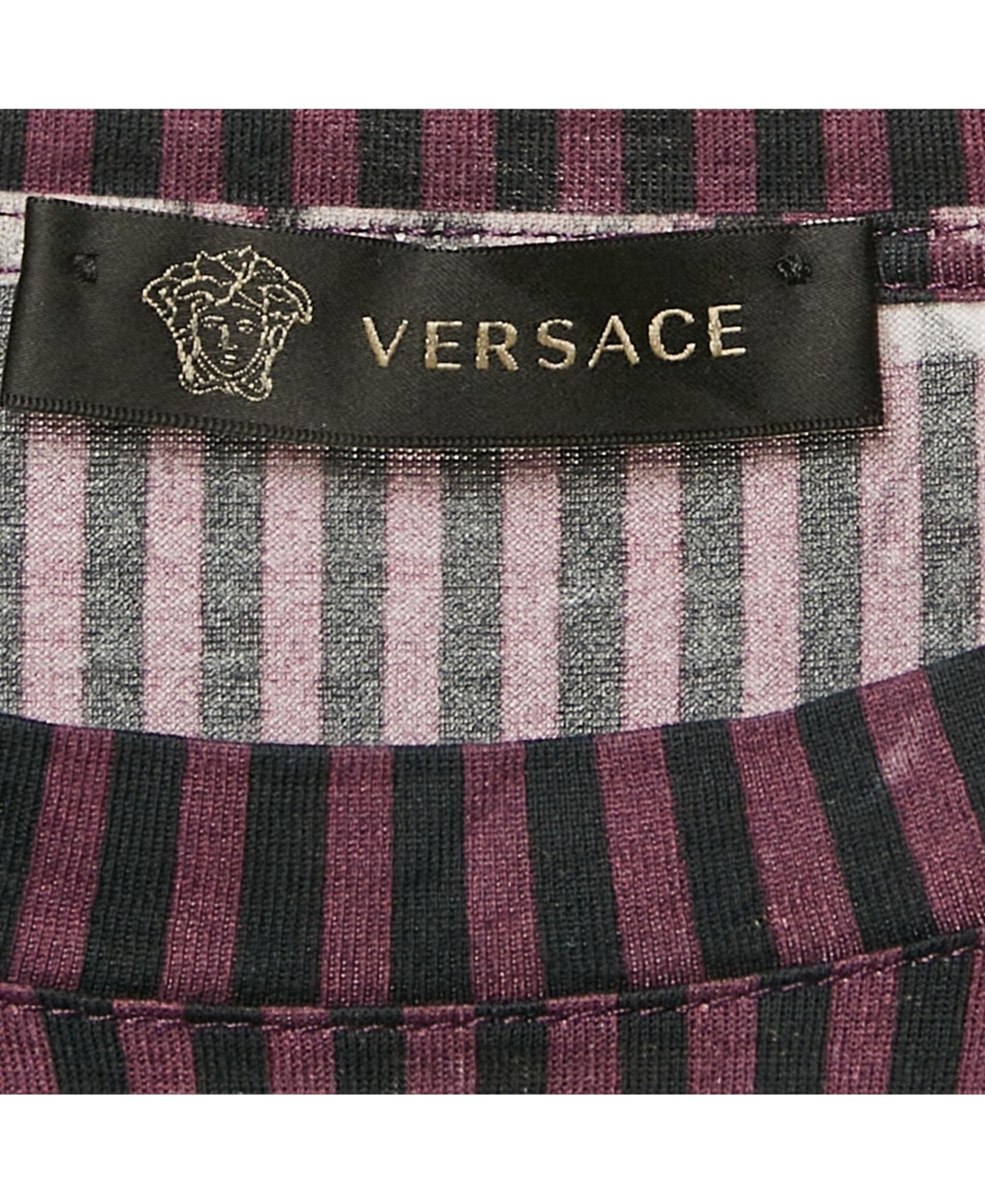 Pre-Owned Versace Men's Black/purple Medusa Print Jersey Lenticular Foulard T-Shirt