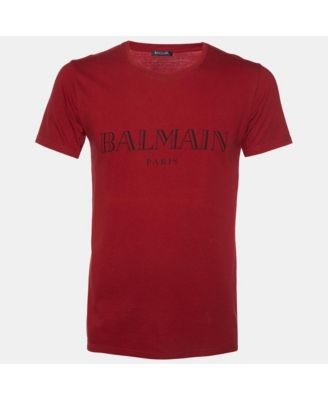 Men's Red Logo Print Cotton Crew Neck T-Shirt