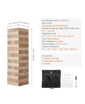 Wooden Tumbling Tower Game 54 Blocks Family Stacking Game