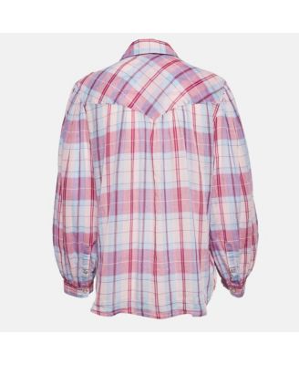 Women's Etoile Pink Plaid Cotton Puff Sleeve Bethany Shirt