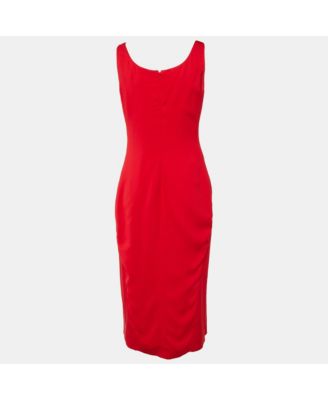 Women's Red Crepe Sleeveless Dress