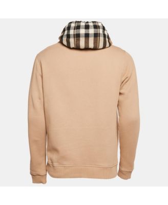 Women's Beige Logo Applique Cotton Knit Zip-Up Hoodie