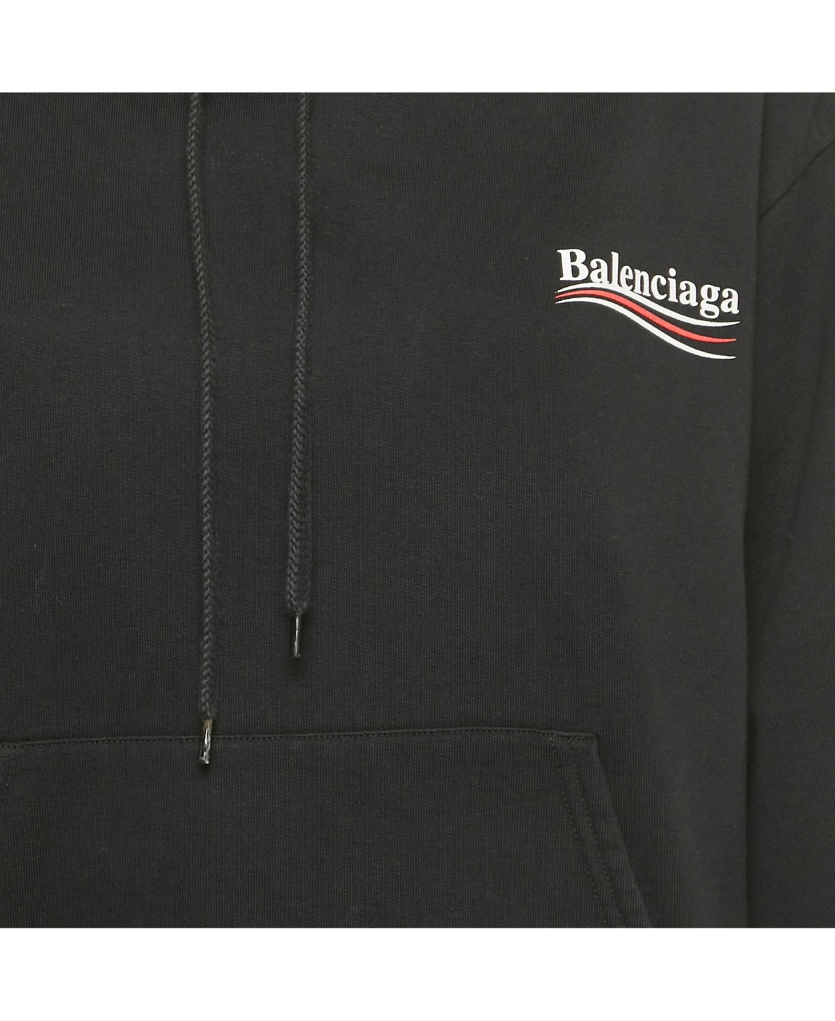 Pre-Owned Balenciaga Women's Black Campaign Print Cotton Knit Hoodie