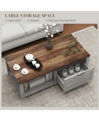 Farmhouse Table with Storage and Drawer, Distressed